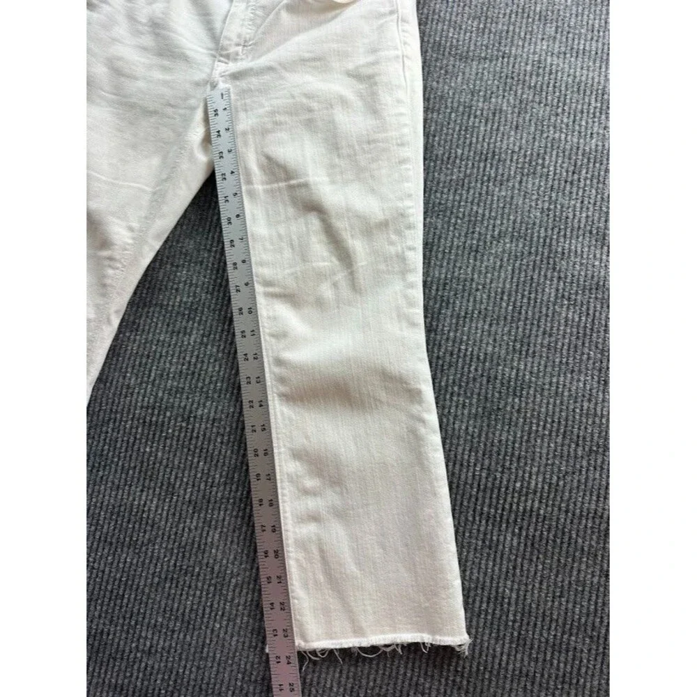 J.Crew Women's Size 4 White Mid Rise Flare Crop Jeans White Raw Hem Denim